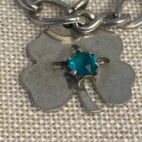 Wells Vintage sterling silver charm bracelet JMF Rhode Island bells Clover Grad - Picture 5 of 16